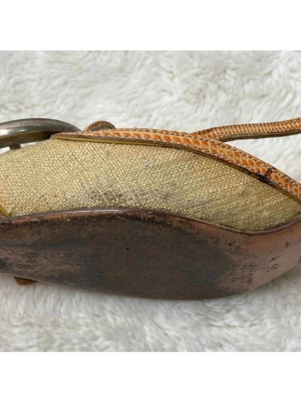 Vintage Prada Slingback Mules Size 36 Orange Snakeskin Leather Buckle Kitten Hee - Picture 9 of 15